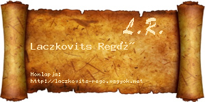 Laczkovits Regő névjegykártya